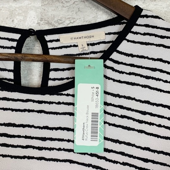NWT 41 Hawthorn Rufus 3/4 Sleeve Striped Blouse - Picture 3 of 5